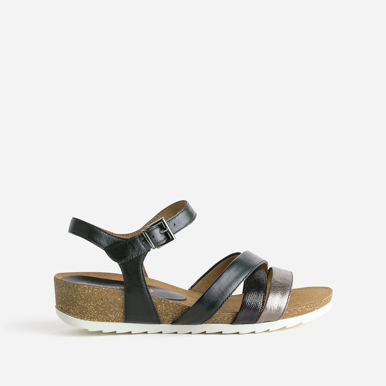 Sandale compensée CAPRICE noire et bronze