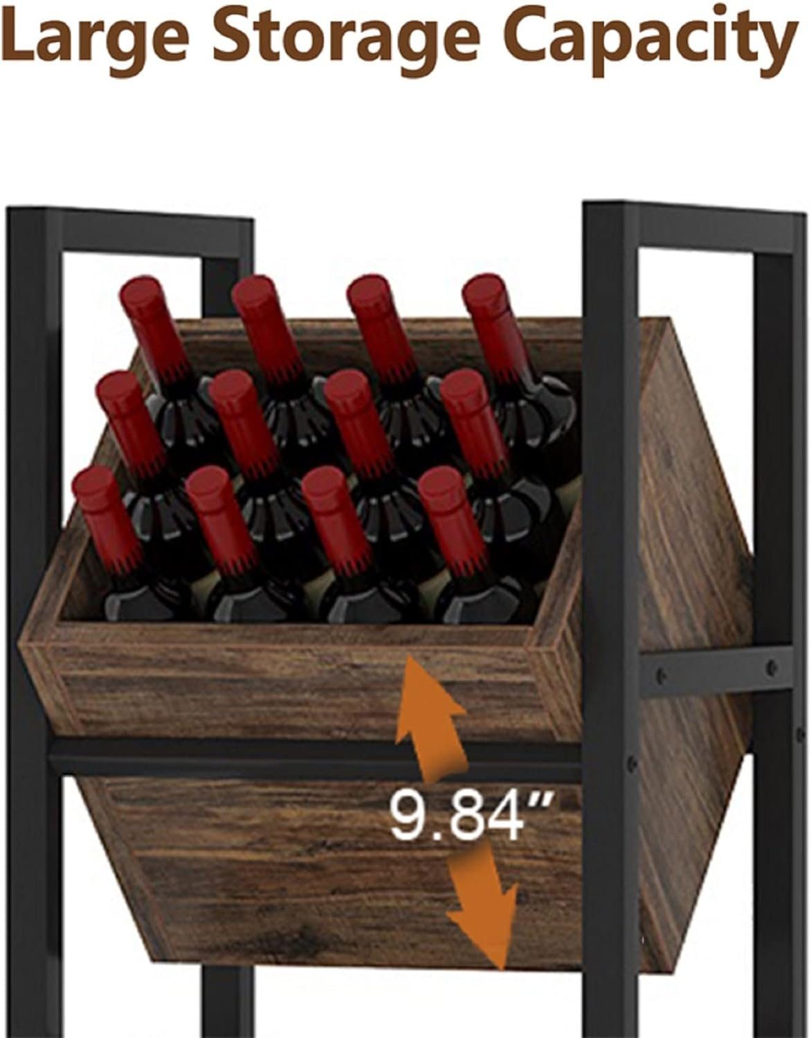 Tribesigns Weinregal Weinregal Freistehender Boden, 3-stöckiges hölzerner Weinregalständer