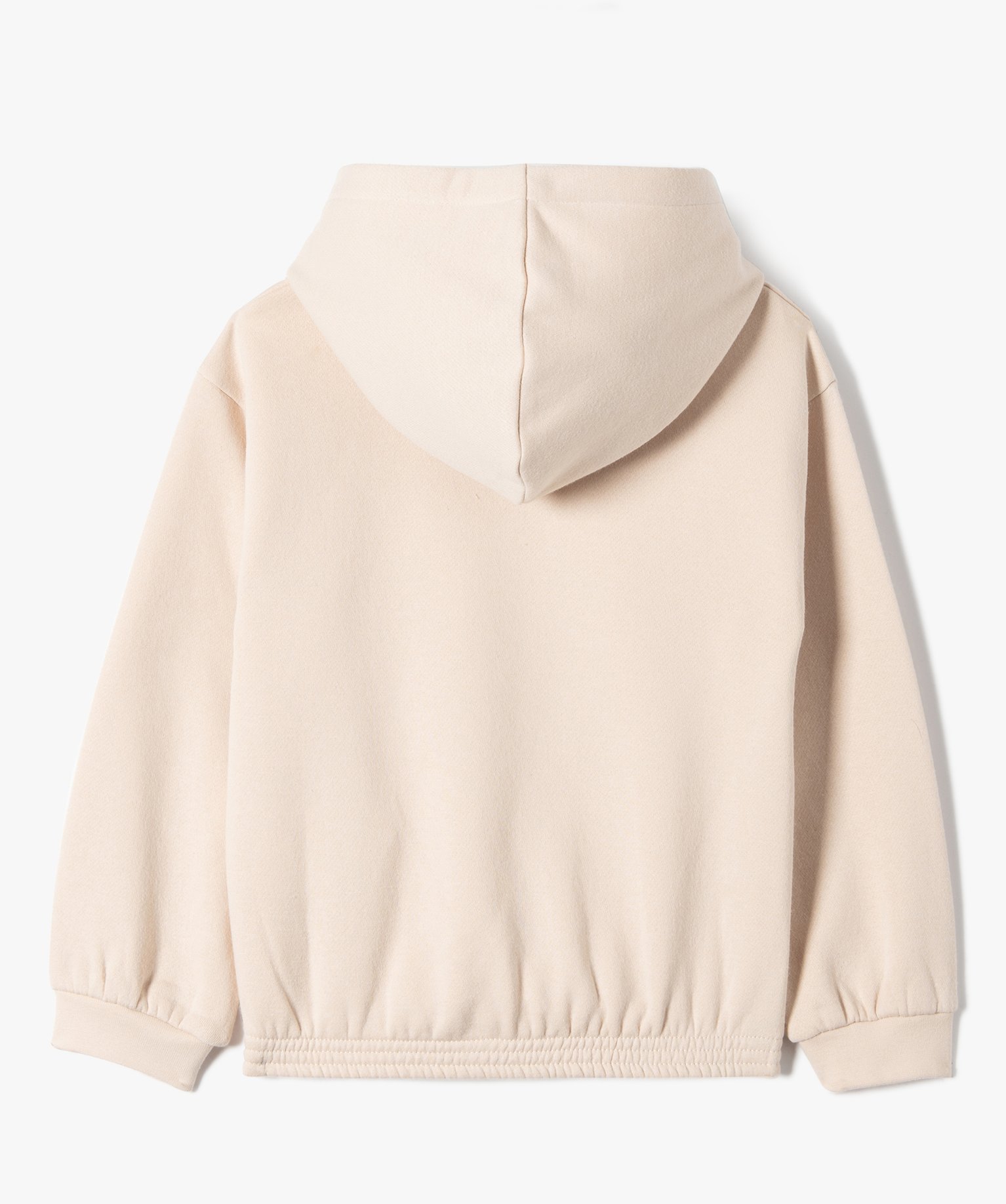 Sweat fille à capuche avec bas resserré beige | GEMO