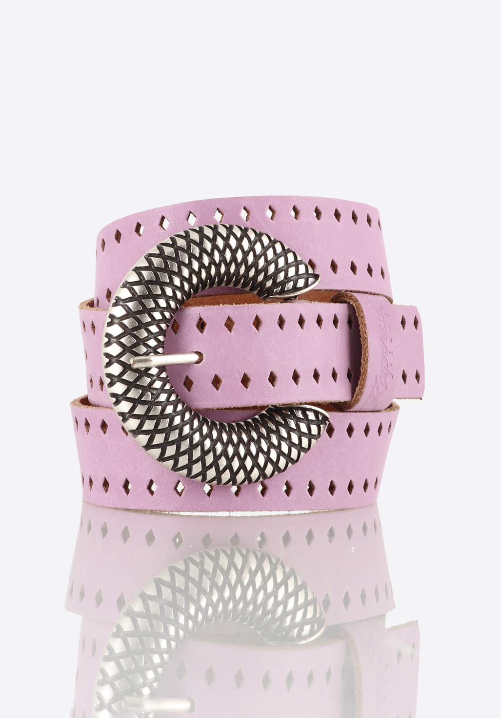 HOELA  Ceinture Femme en cuir mauve ajouré