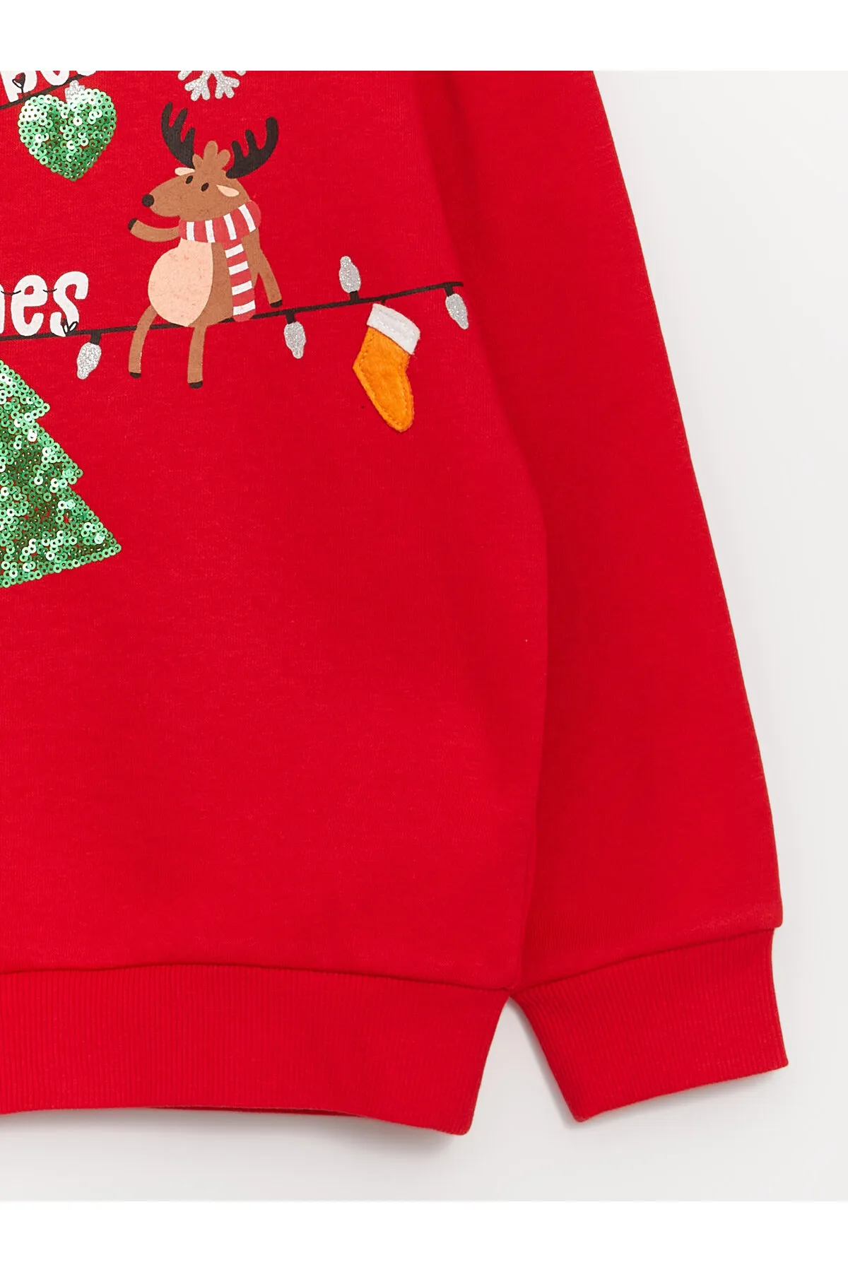 LC Waikiki  Langärmliges Mädchen-Sweatshirt mit Rundhalsausschnitt und Neujahrsmotiv