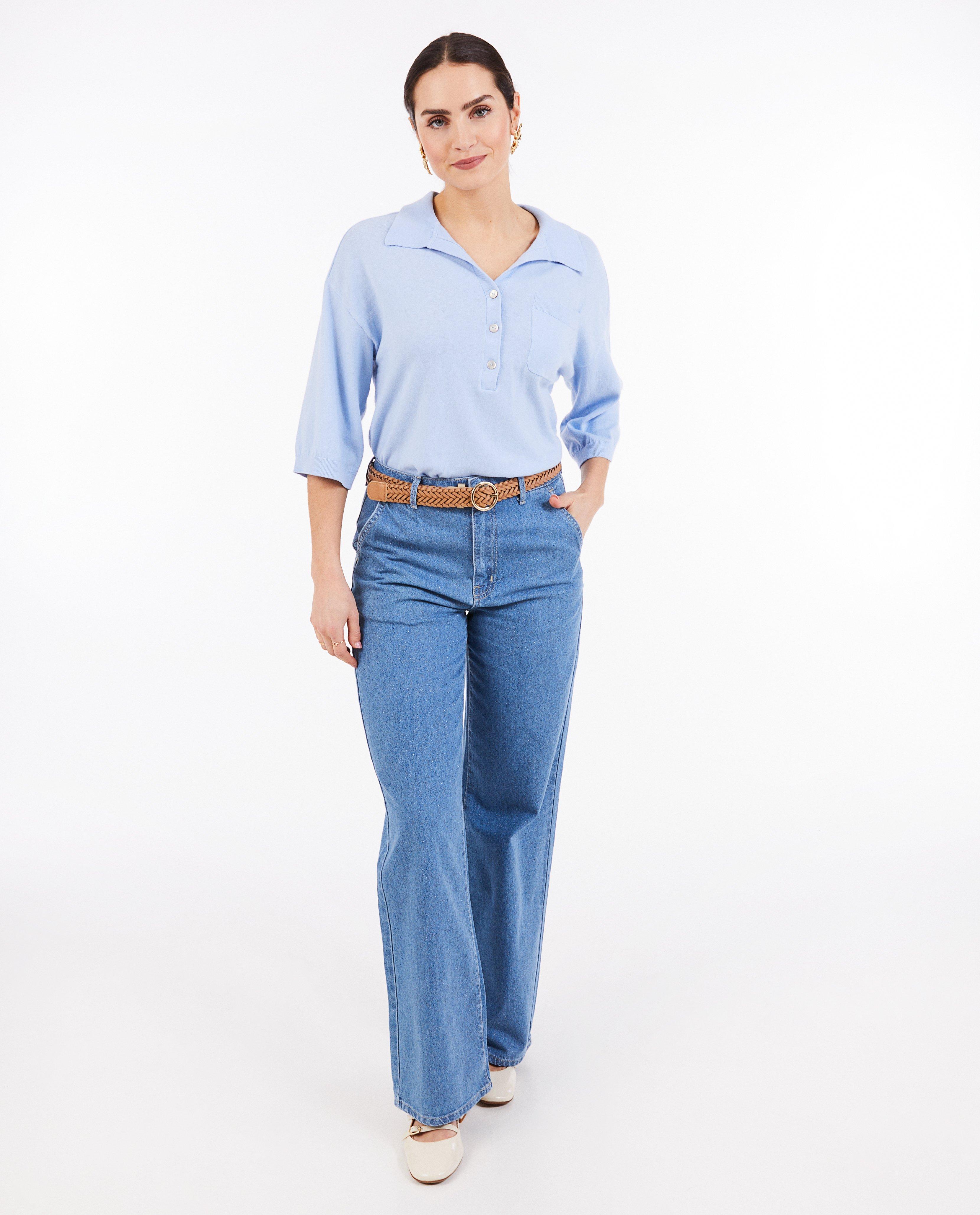 Sora Blue csillámos farmer, bootcut szabású, kék
