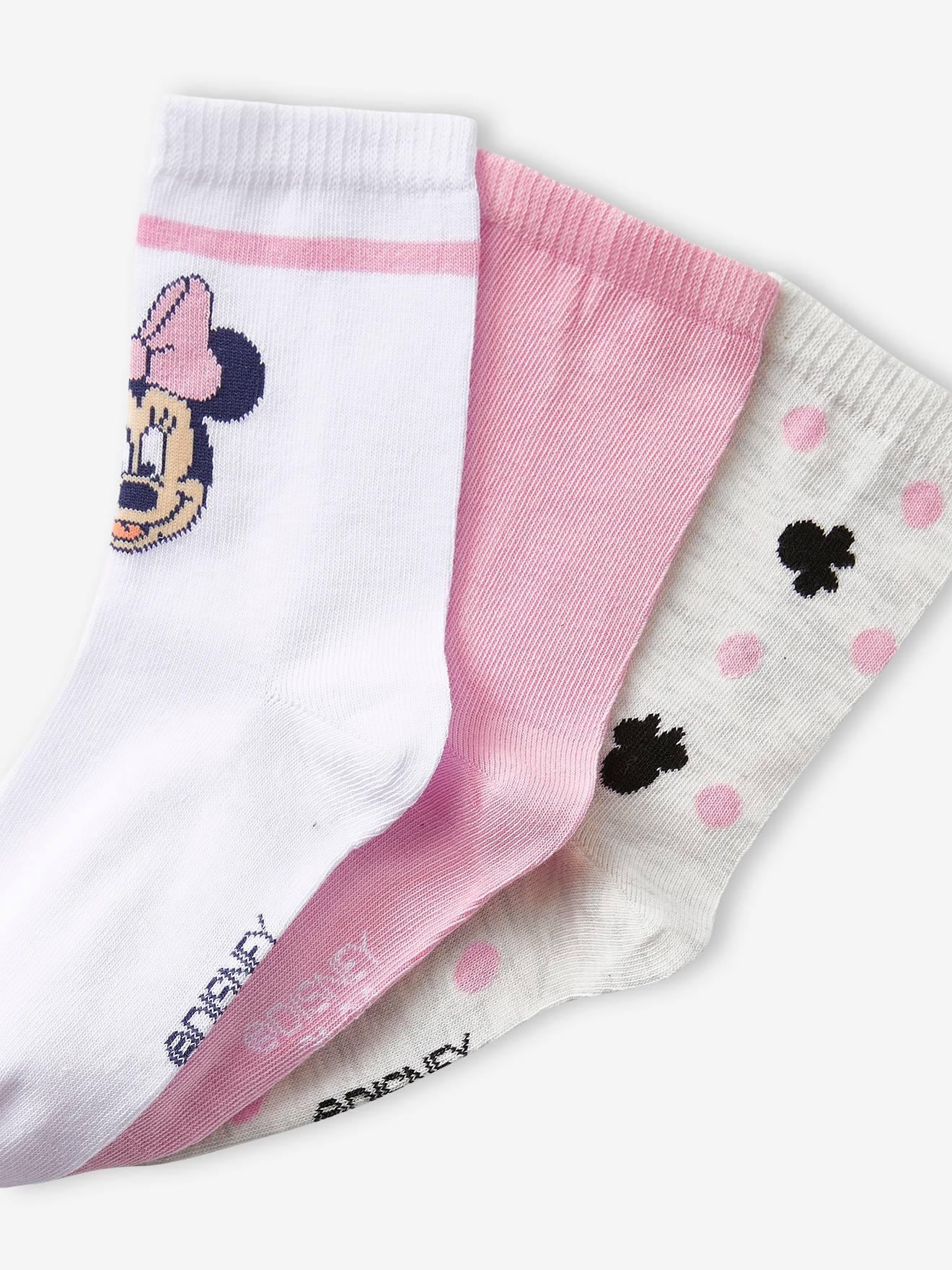 Minnie 3er-Pack Kinder Socken Disney MINNIE MAUS Oeko-Tex - rosa/weiß/grau meliert