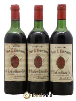 Saint-Émilion Grand Cru Château Tour Saint Christophe 1975 - Lot de 3 Bouteilles