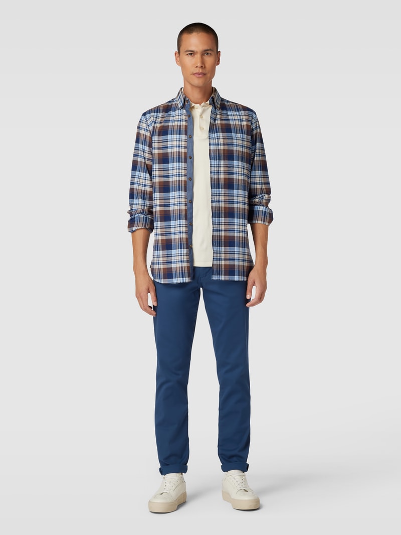 Slim Fit Stoffhose in unifarbenem Design Modell 'Miles' in blau