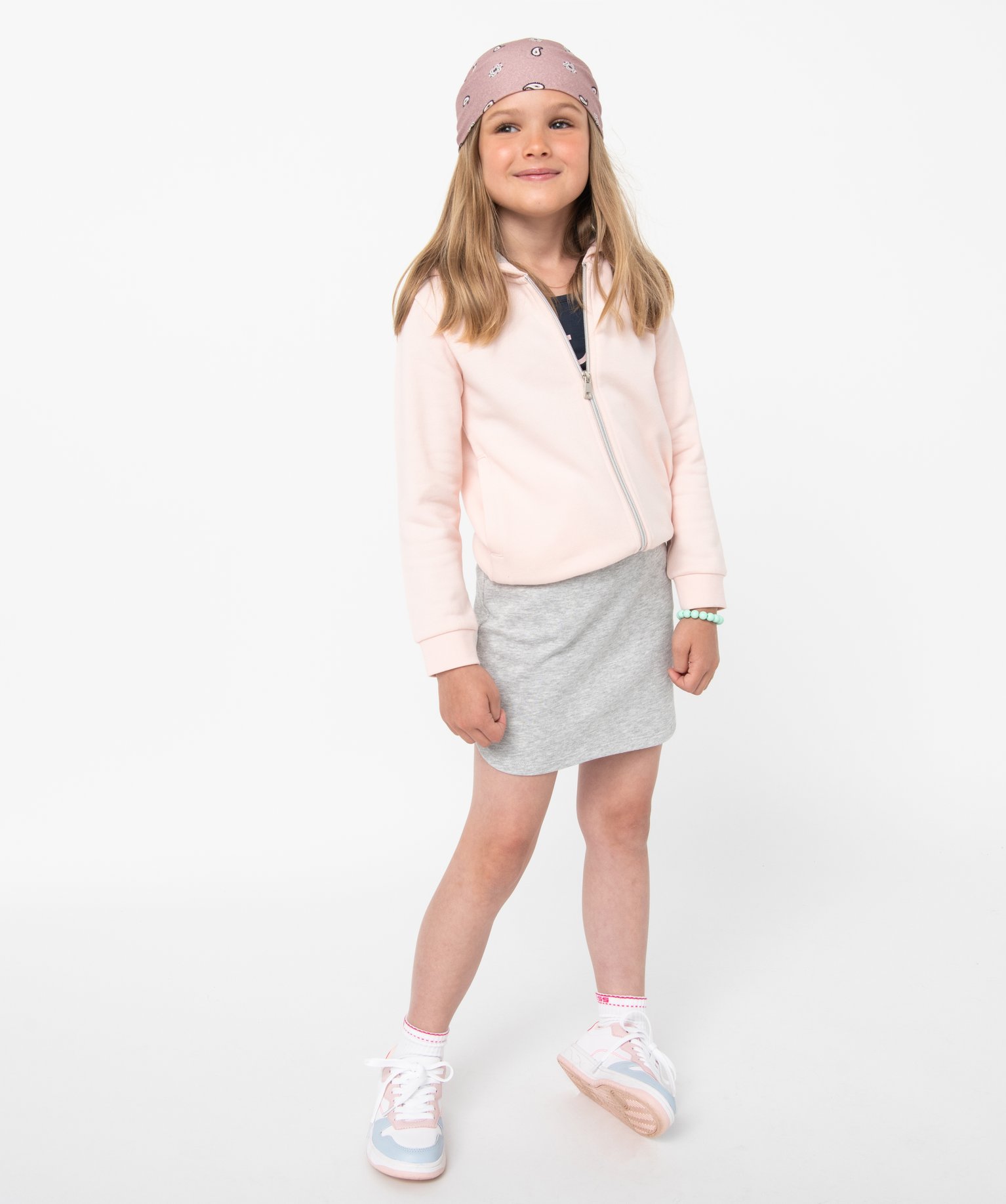 Sweat zippé à capuche intérieur molletonné fille rose | GEMO