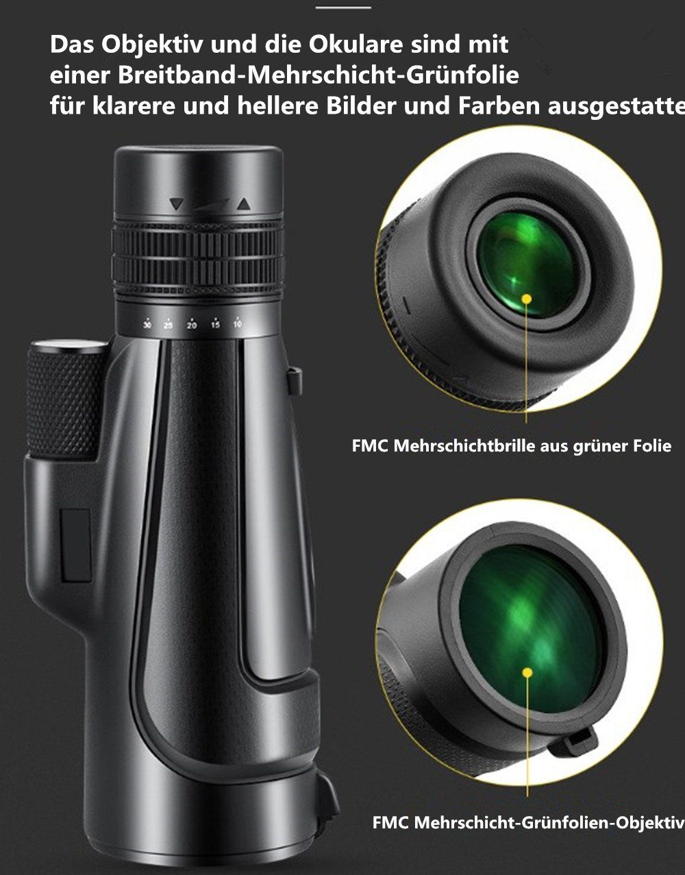 XDeer Teleskop Monokular Teleskopmit Stativ und Handyhalterung Wasserdichtes, Monokular, (30*50) Monokular für Erwachsene Vogelbeobachtung