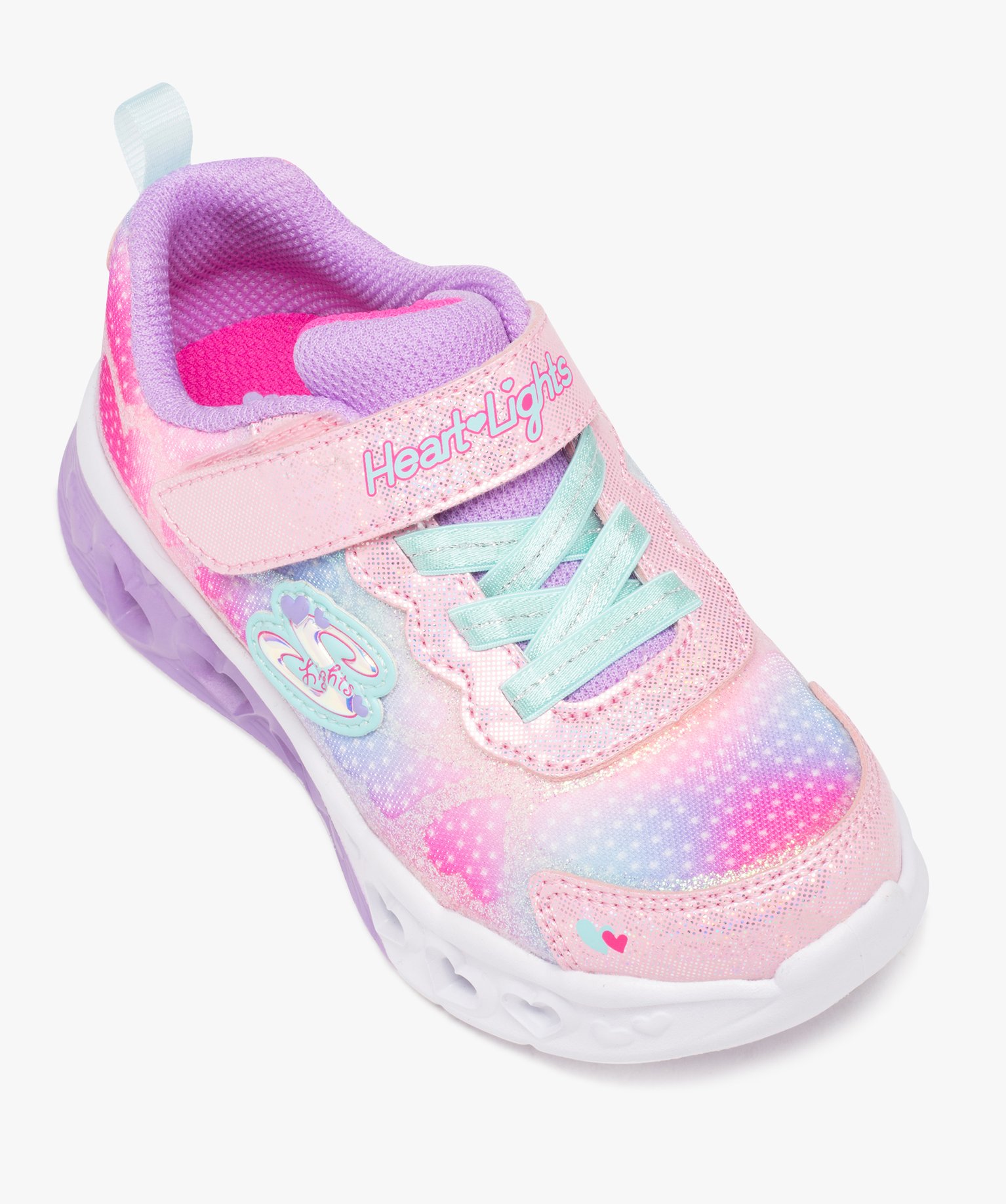 Baskets fille à semelle lumineuse détails coeurs - Skechers rose | GEMO