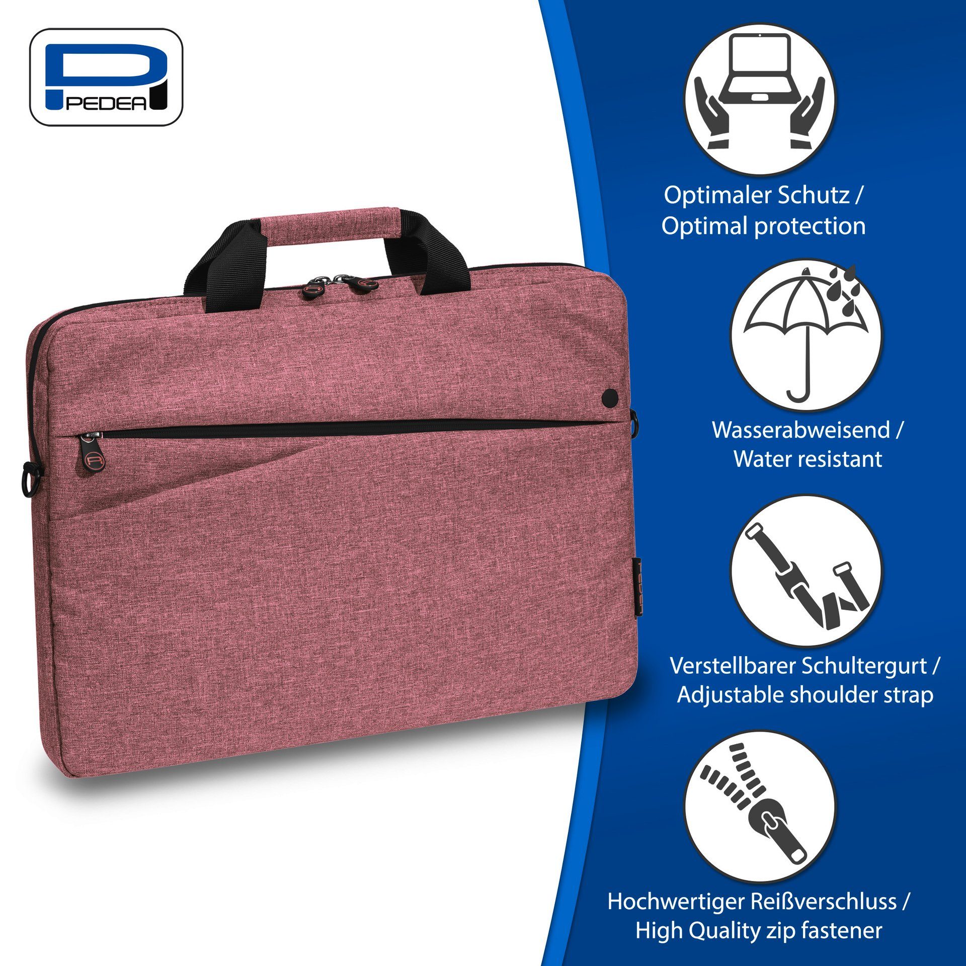 PEDEA Laptoptasche Notebooktasche Fashion bis 43,9 cm (bis 17,3), dicke Polsterung und ein fleeceartiges, weiches Innenfutter