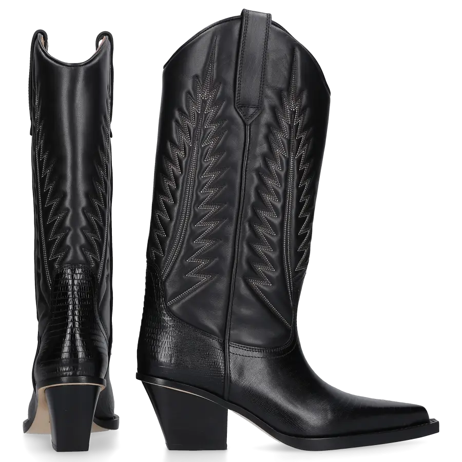 Paris Texas - Cowboystiefel TEXAN KNEE Kalbsleder - schwarz