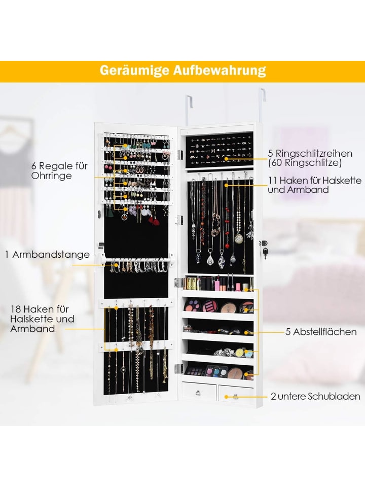 COSTWAY Schmuckschrank in Weiß günstig kaufen onesize