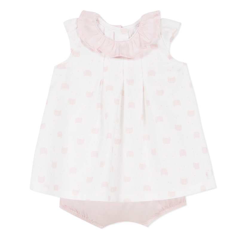 Ensemble bloomer rose satin et coton naissance Absorba