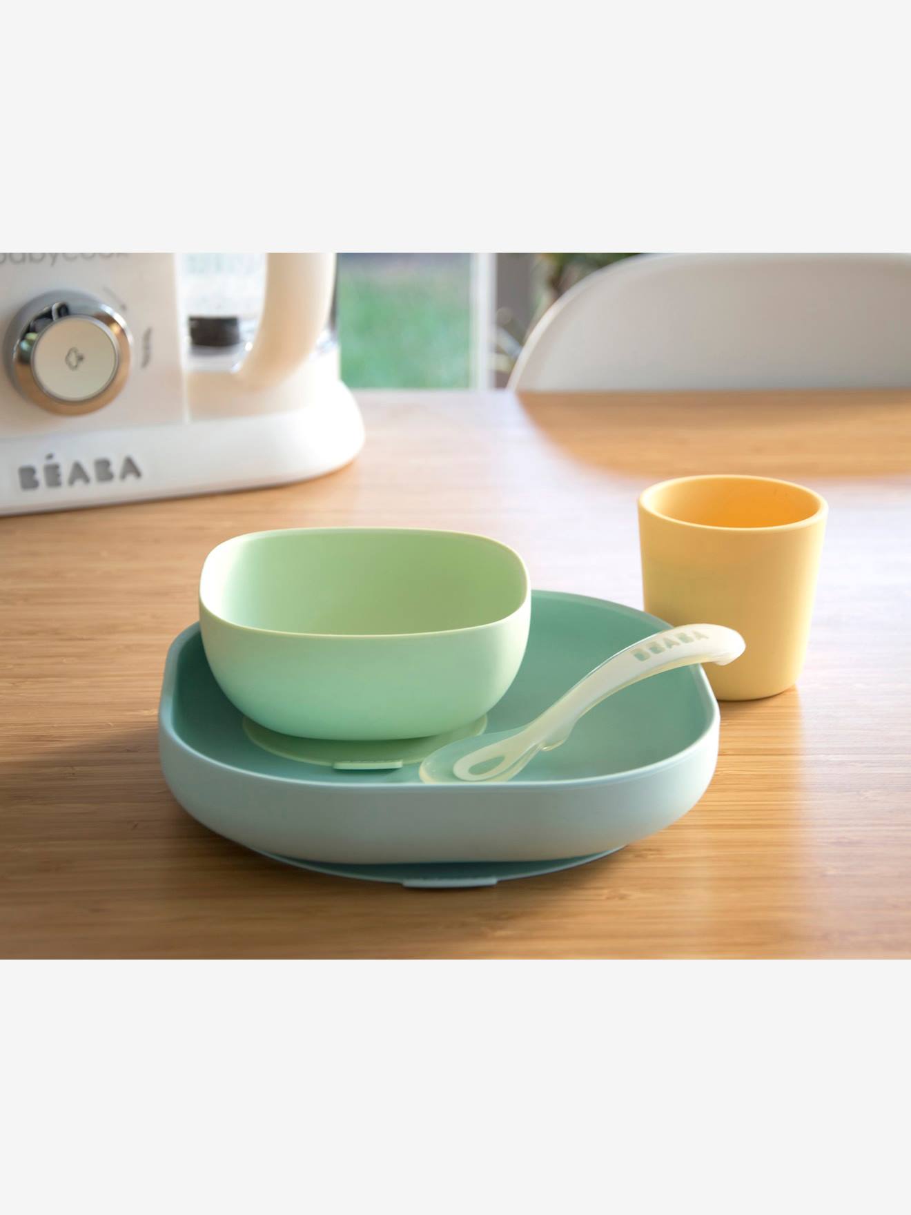 Set vaisselle 4 pièces silicone BEABA bleu