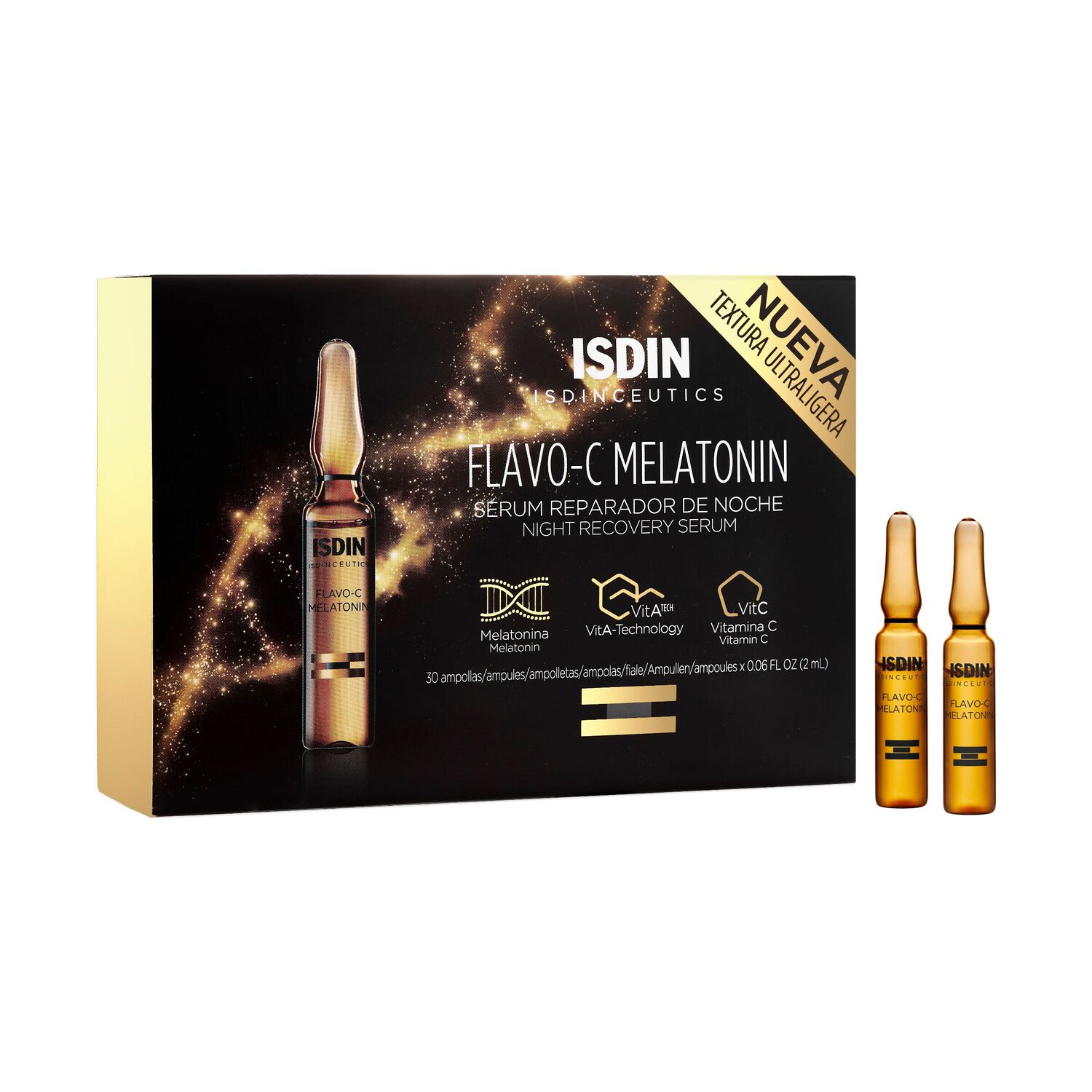 Isdin Flavo-C Melatonin Sérum visage de nuit réparateur et antioxydant à la vitamine C