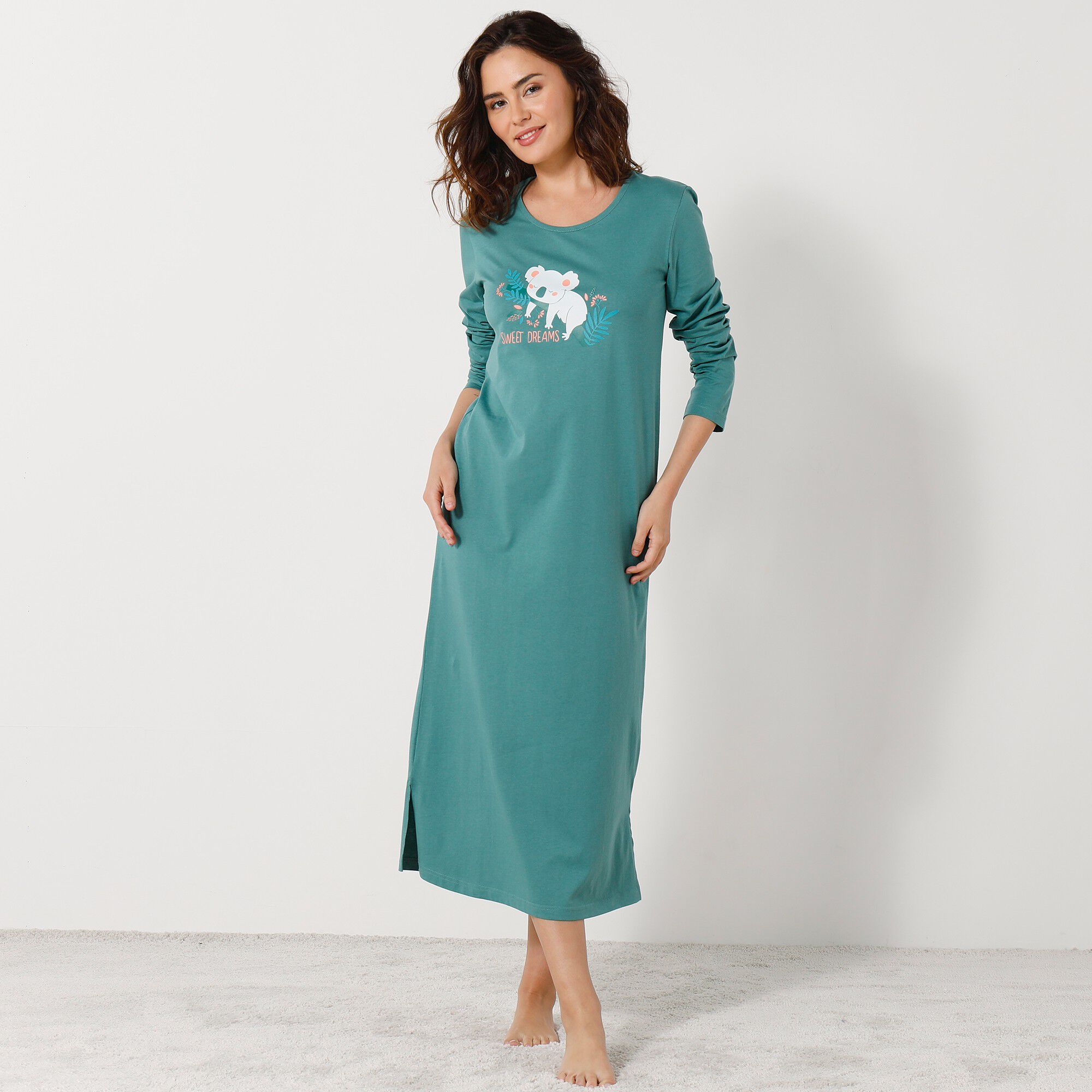 Chemise de nuit longue longues motif «koala»
