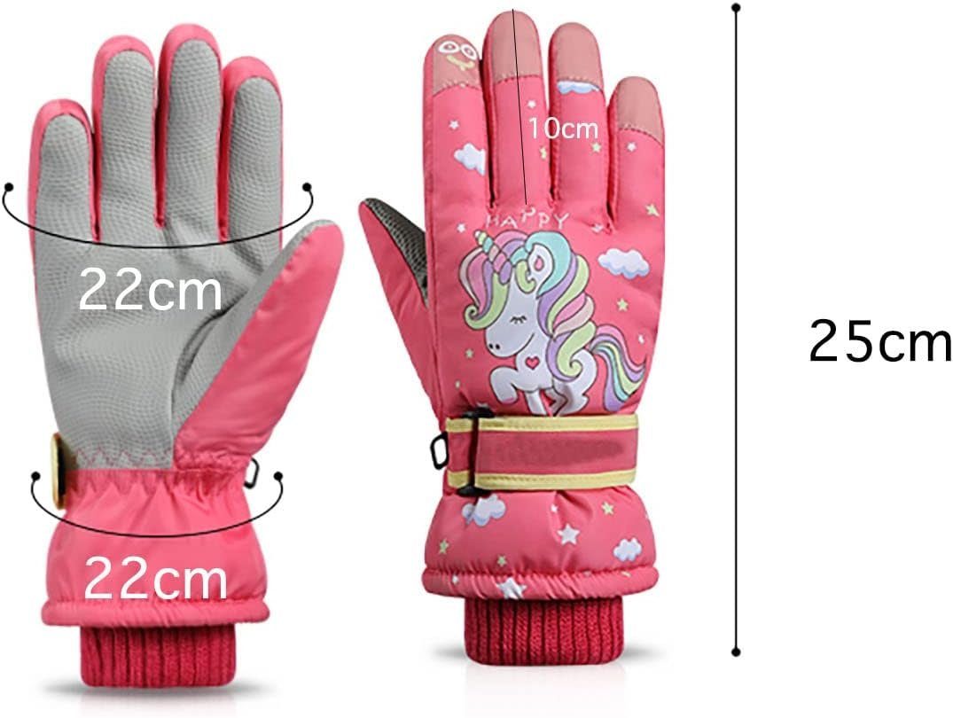 KINOMI Fleecehandschuhe Kinderhandschuhe, Dick und Warm im Winter, Verstellbar, Abriebfest (Geeignet für Jungen und Mädchen im Alter von 5-12 Jahren) Rutschfest, Wasserdicht, Outdoor Skifahren und Klettern Handschuhe