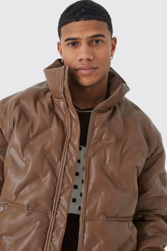 PU-Steppjacke mit Trichterkragen