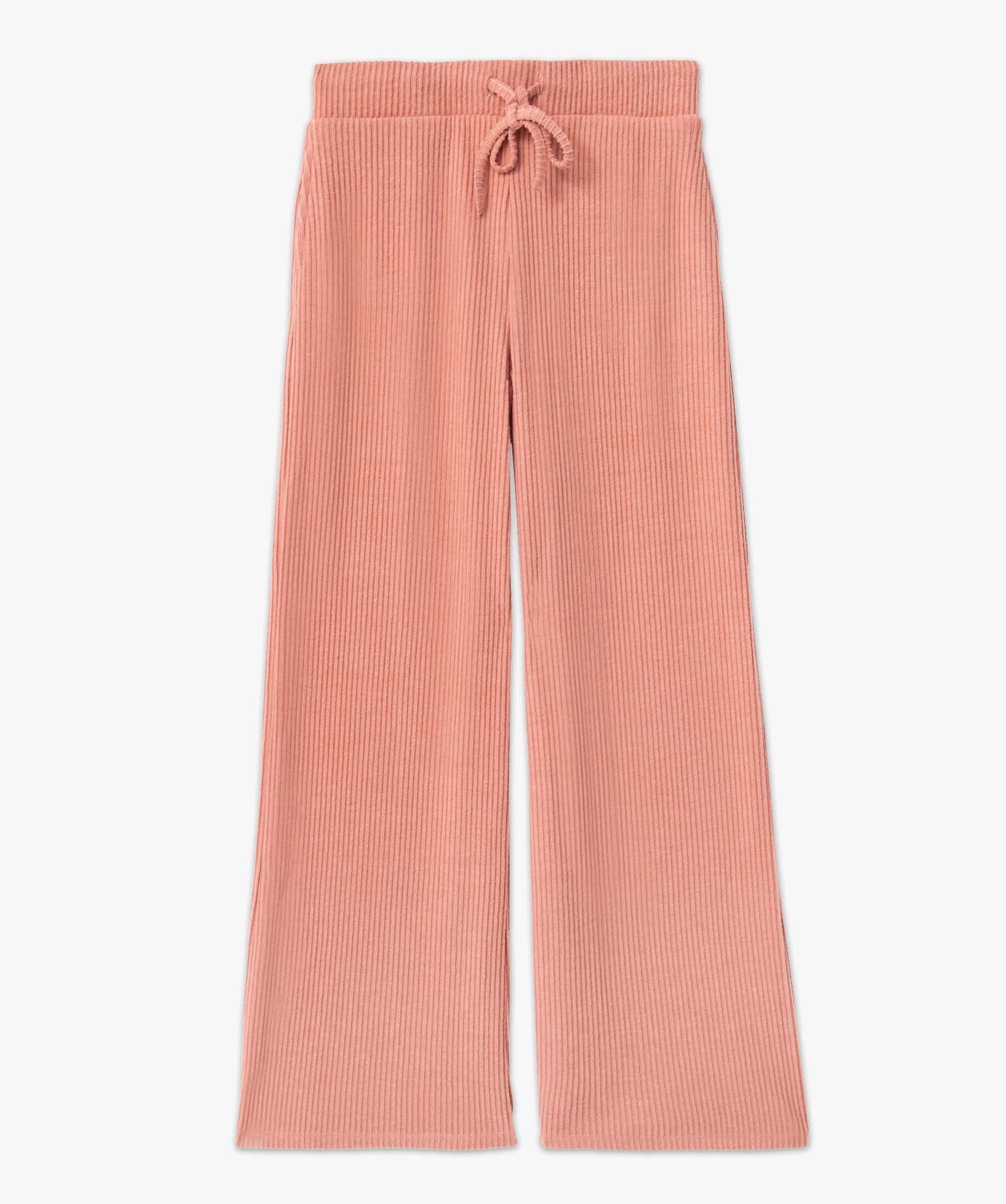 Bas de pyjama femme large en maille ctelée extra douce rose | GEMO