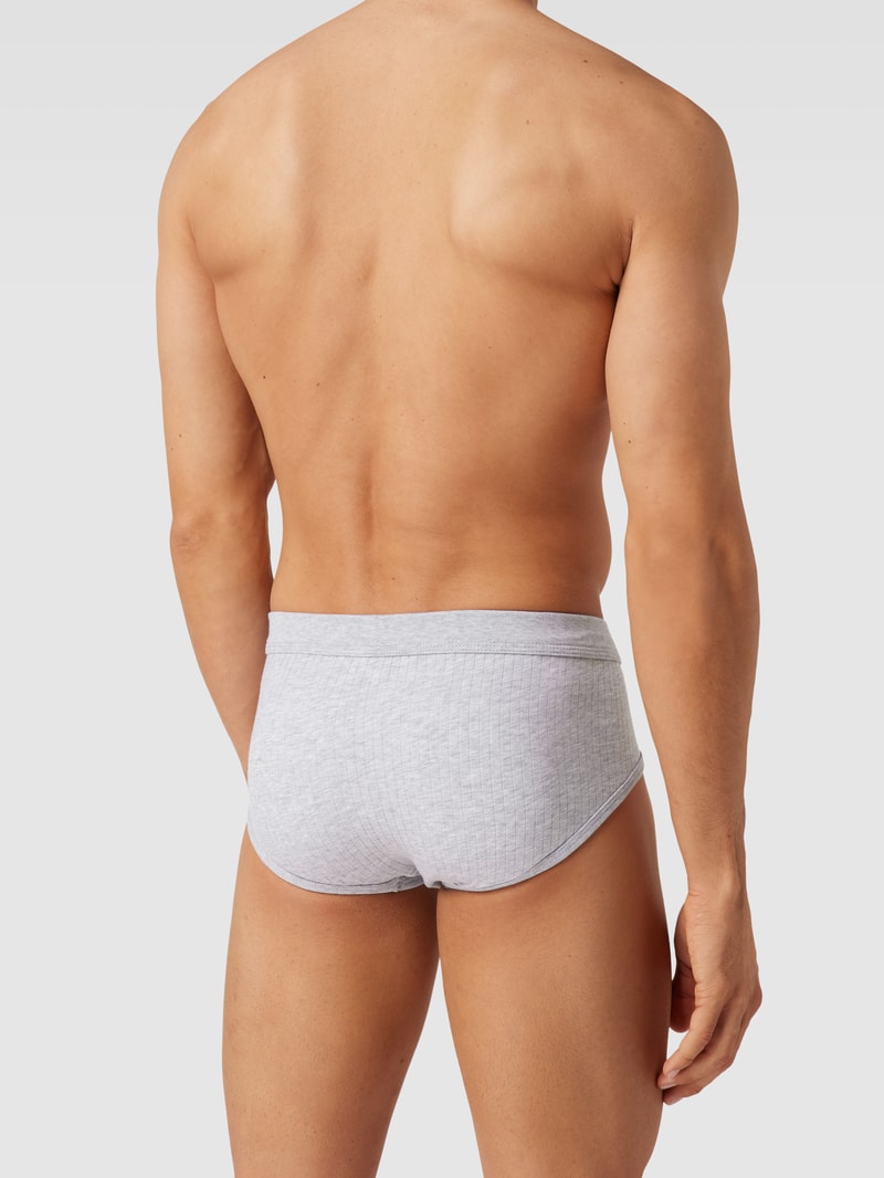 Slip mit Rippenstruktur im 2er-Pack Modell 'Authentic' in mittelgrau meliert