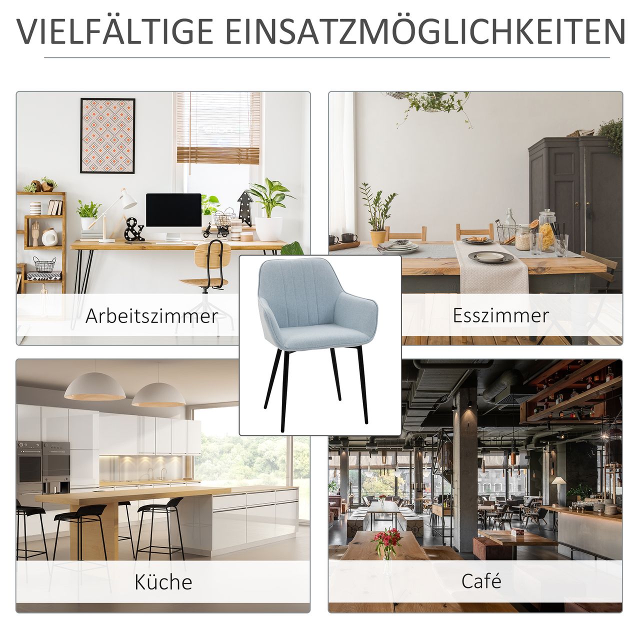 HOMCOM 2-teiliger Esszimmerstühle Essstühle Blau 59,5 x 56,5 x 81 cm