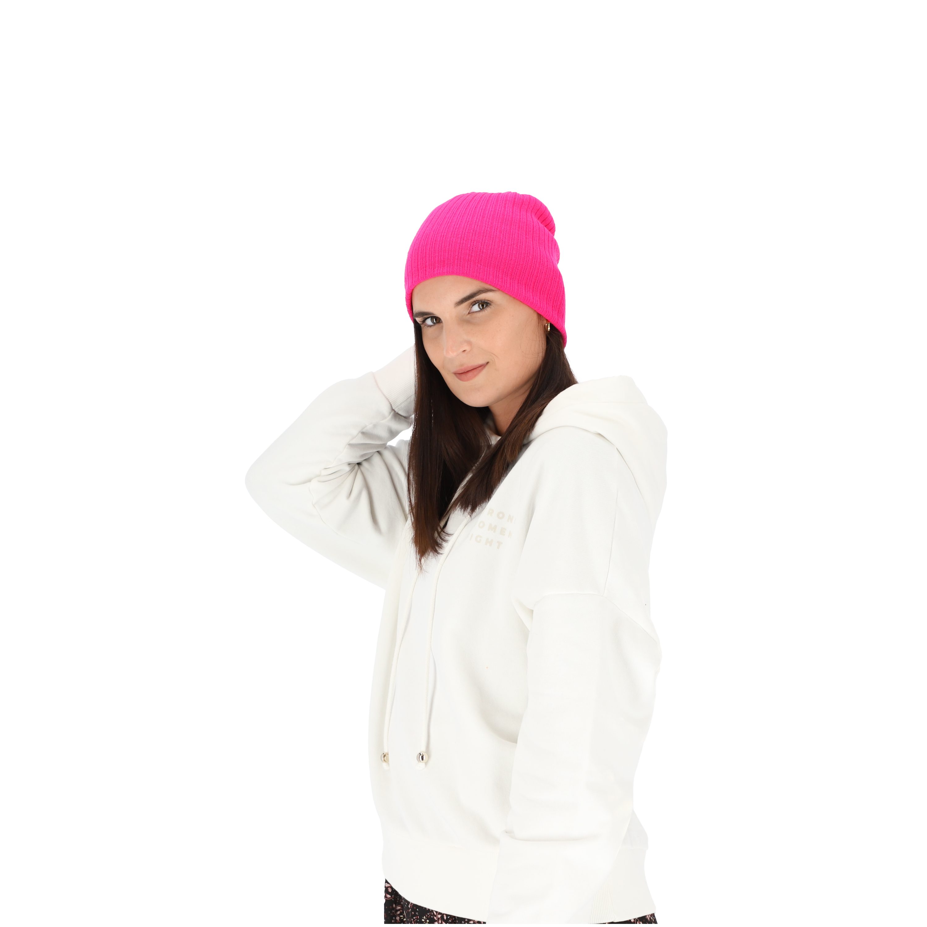 halsüberkopf Accessoires Strickmütze Beanie mit Rippe individuell tragbar!
