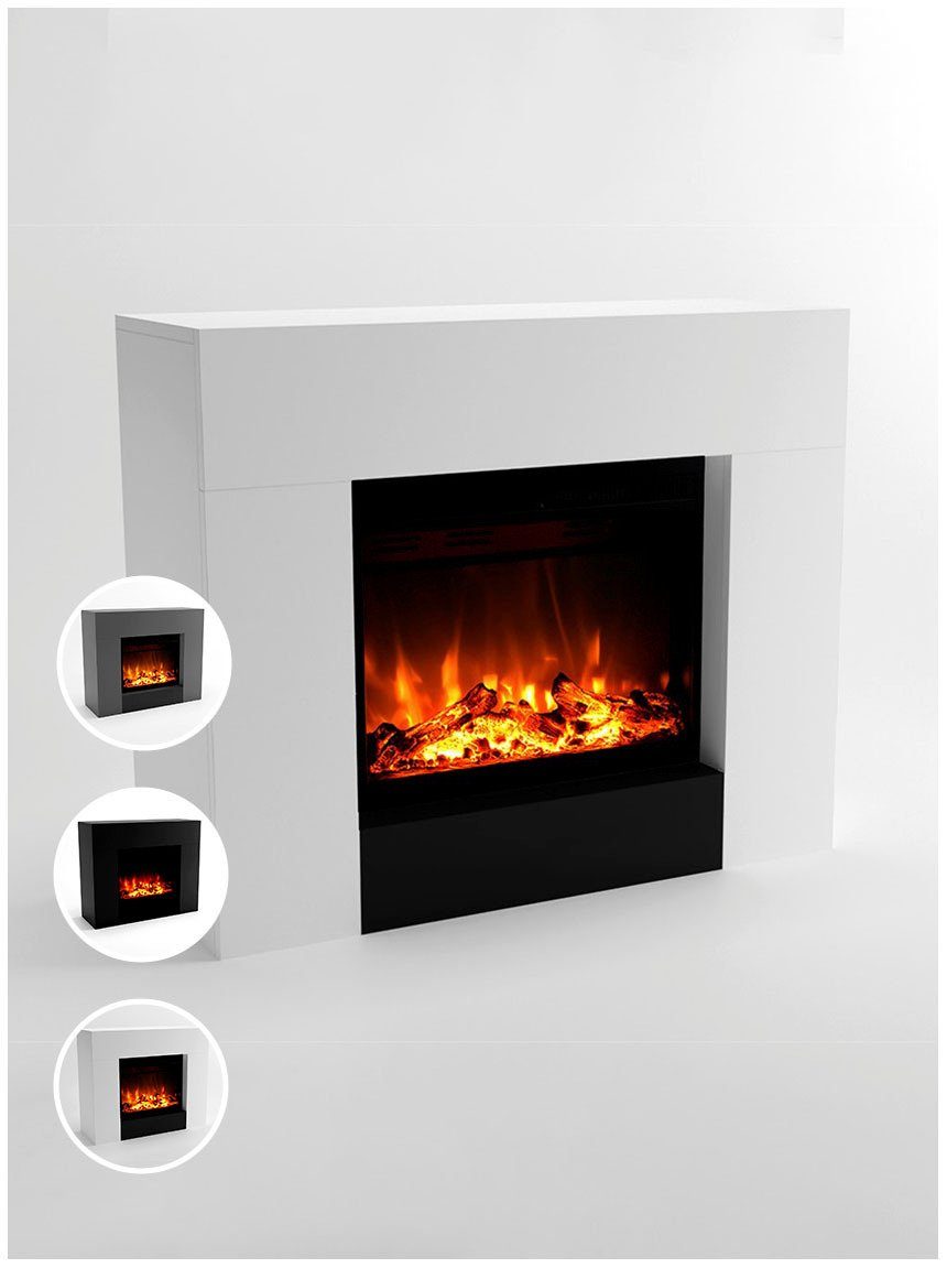 GLOW FIRE Elektrokamin Metis L LED, LED Kamin mit Heizung, mit 3-fach Farbwechsler und Knisterfunktion