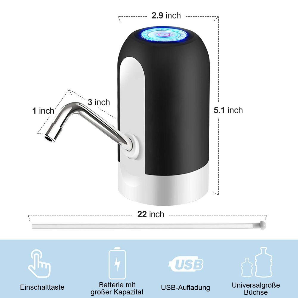TUABUR Wasserpumpe Tragbare wiederaufladbare USB-Wasserspenderpumpe für den Haushalt