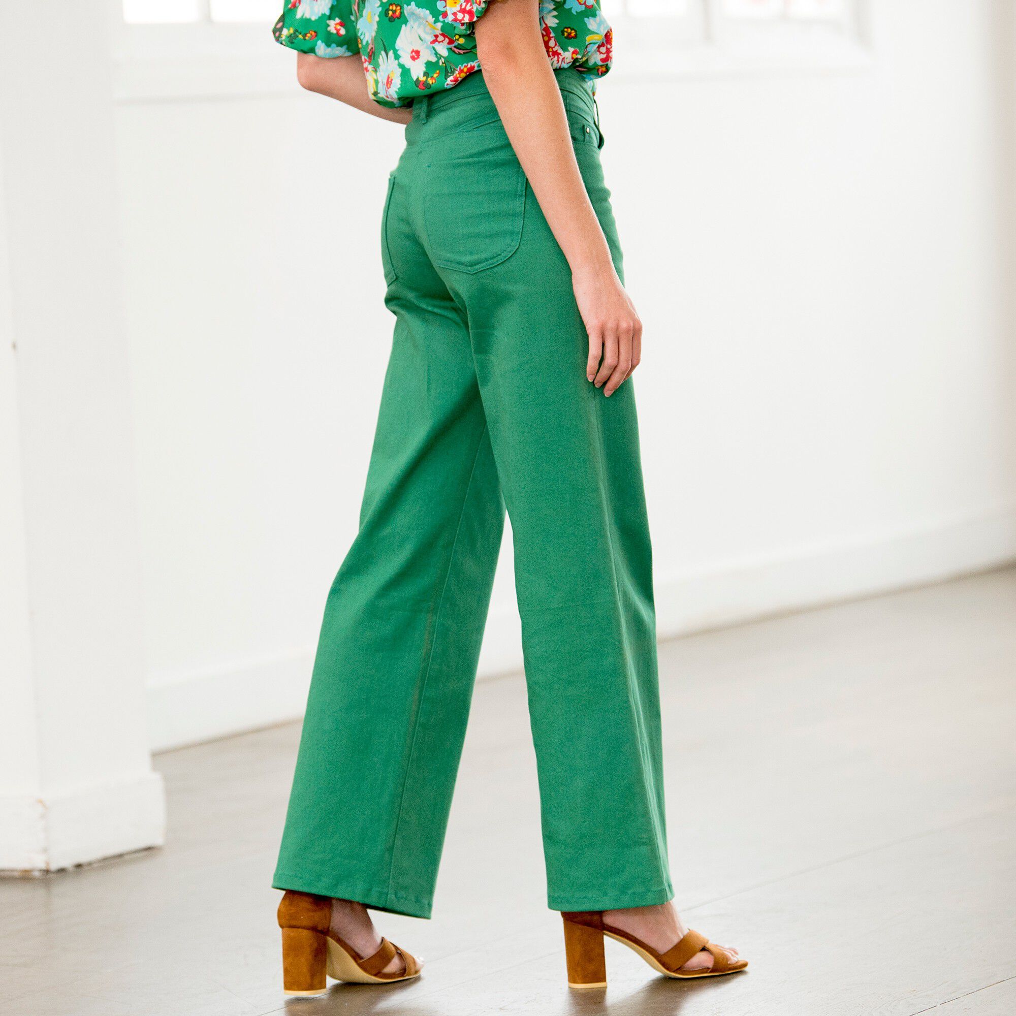 Pantalon couleur coupe large 5 poches