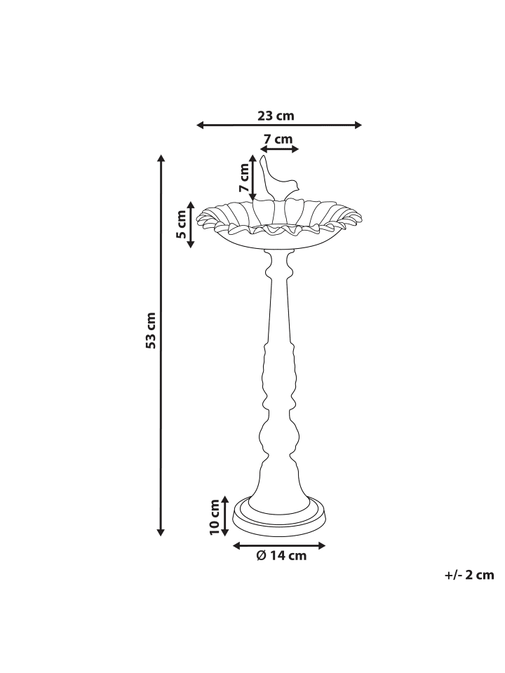 Beliani Vogelbrunnen BLACKBIRD in Braun - (W) 23 x (H) 53 x (L) 23 cm günstig kaufen onesize
