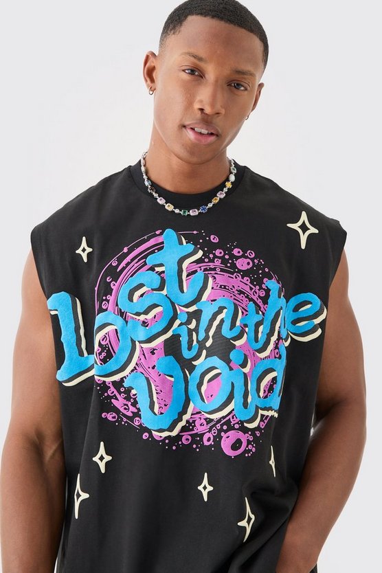 Oversize Tanktop mit Lost In The Viod Print