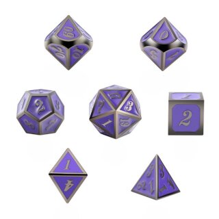 Metal & Enamel Dice Set Grape & Gunmetal (7)