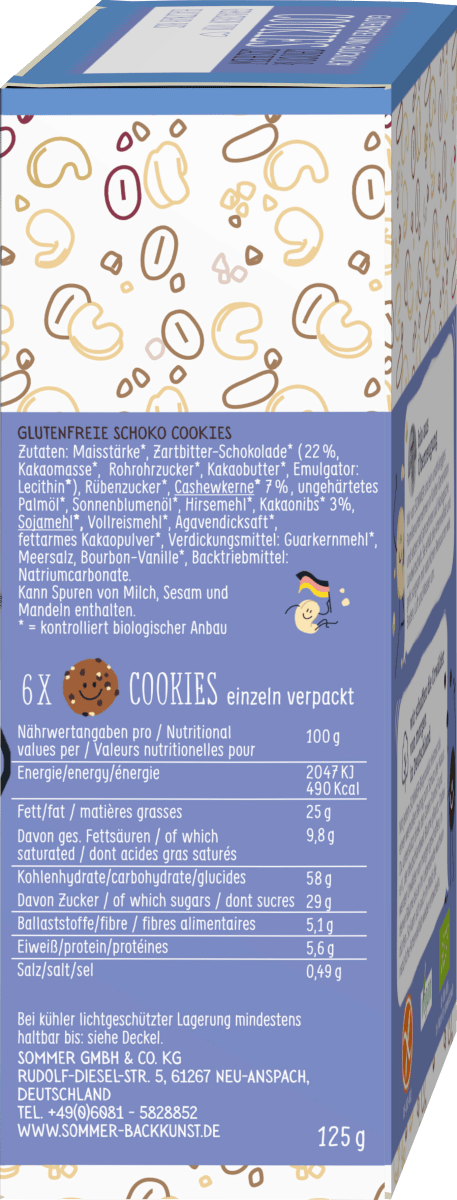 Cookies, Choco & Cashew, glutenfrei, 125 g