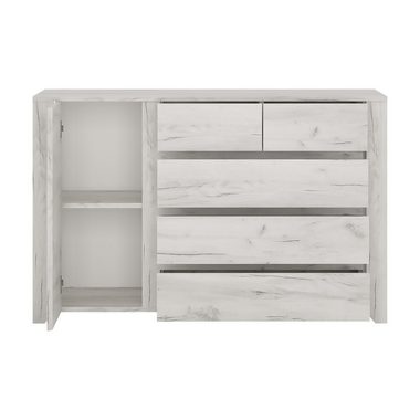 Lomadox Schlafzimmer-Set AMANTEA-129, (Spar-Set, 6-St), mit Bett 140x200cm, Craft Eiche weiß