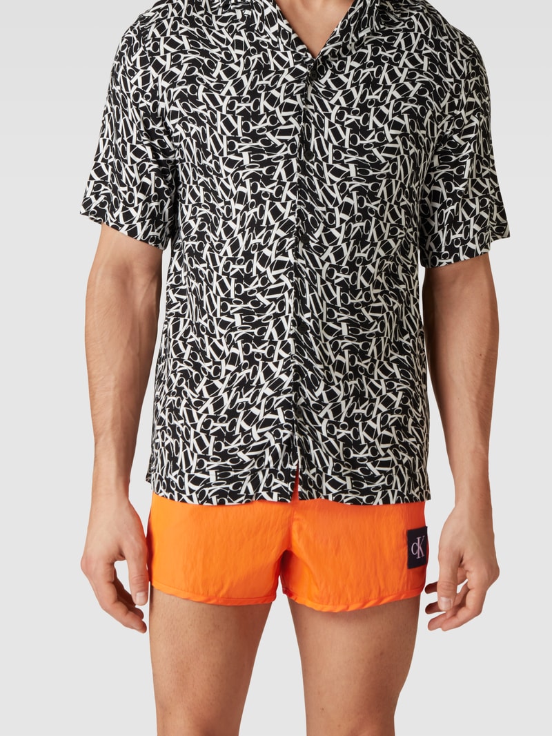 Badehose mit Label-Patch Modell 'SHORT RUNNER' in orange