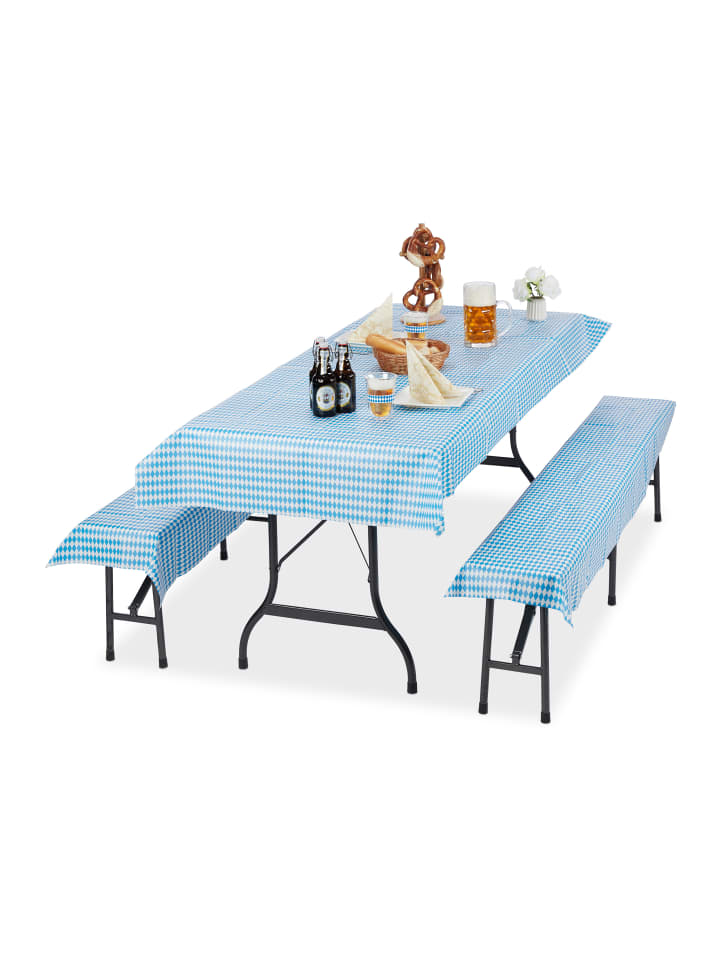 relaxdays 3tlg. Bierzeltgarnitur in Weiß-Blau günstig kaufen onesize