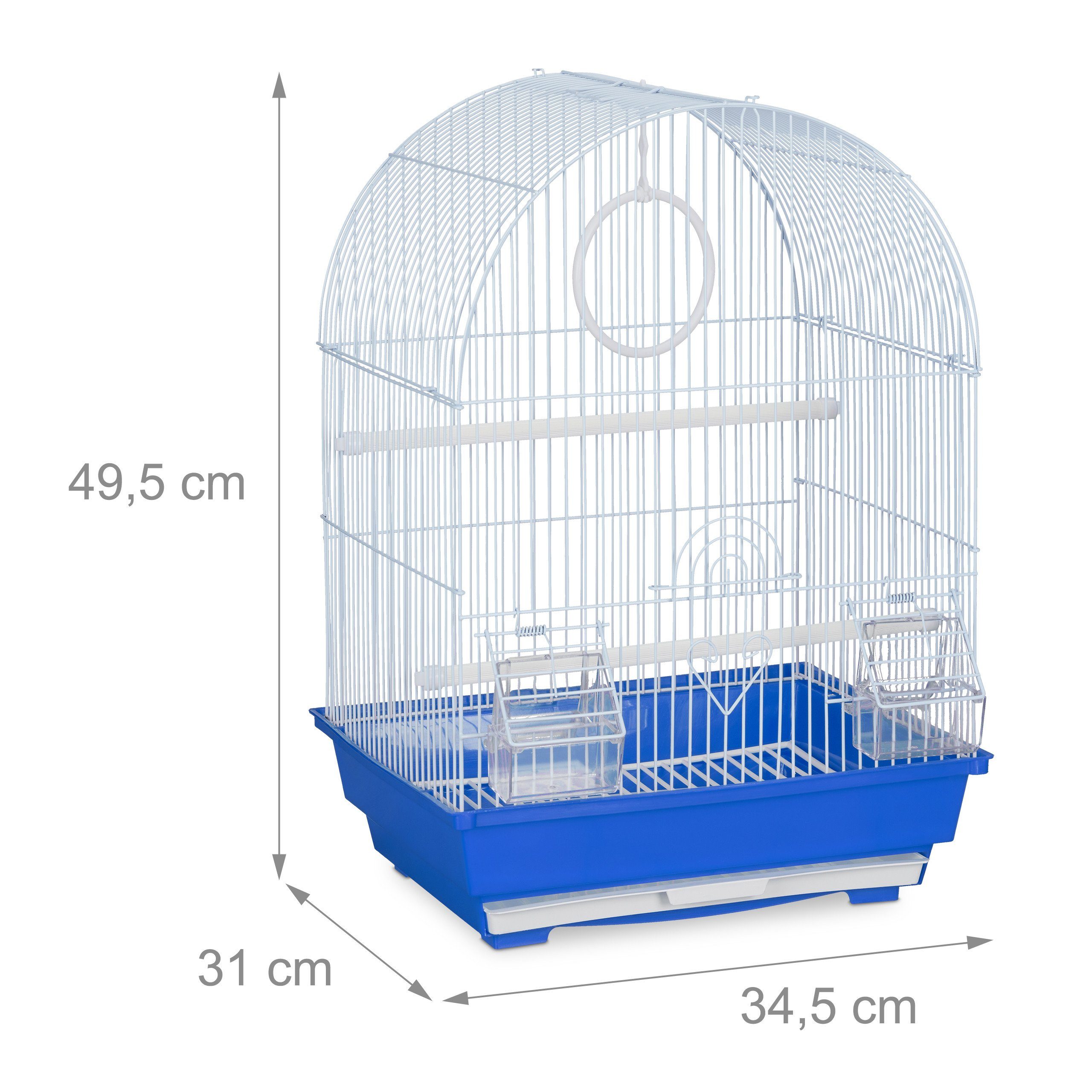 relaxdays Vogelkäfig Vogelkäfig mit Zubehör blau