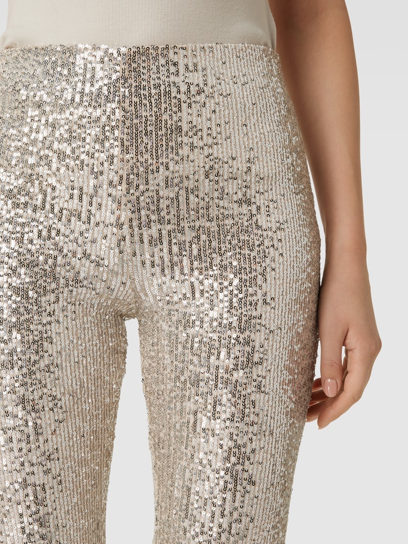 Hose mit Allover-Paillettenbesatz Modell 'XLENJUEL' in ecru
