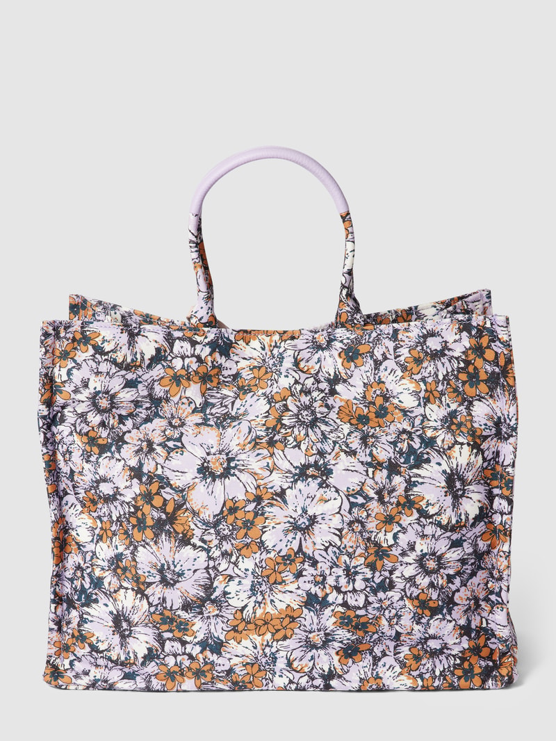 Tote Bag mit Allover-Muster Modell 'NEVER' in flieder