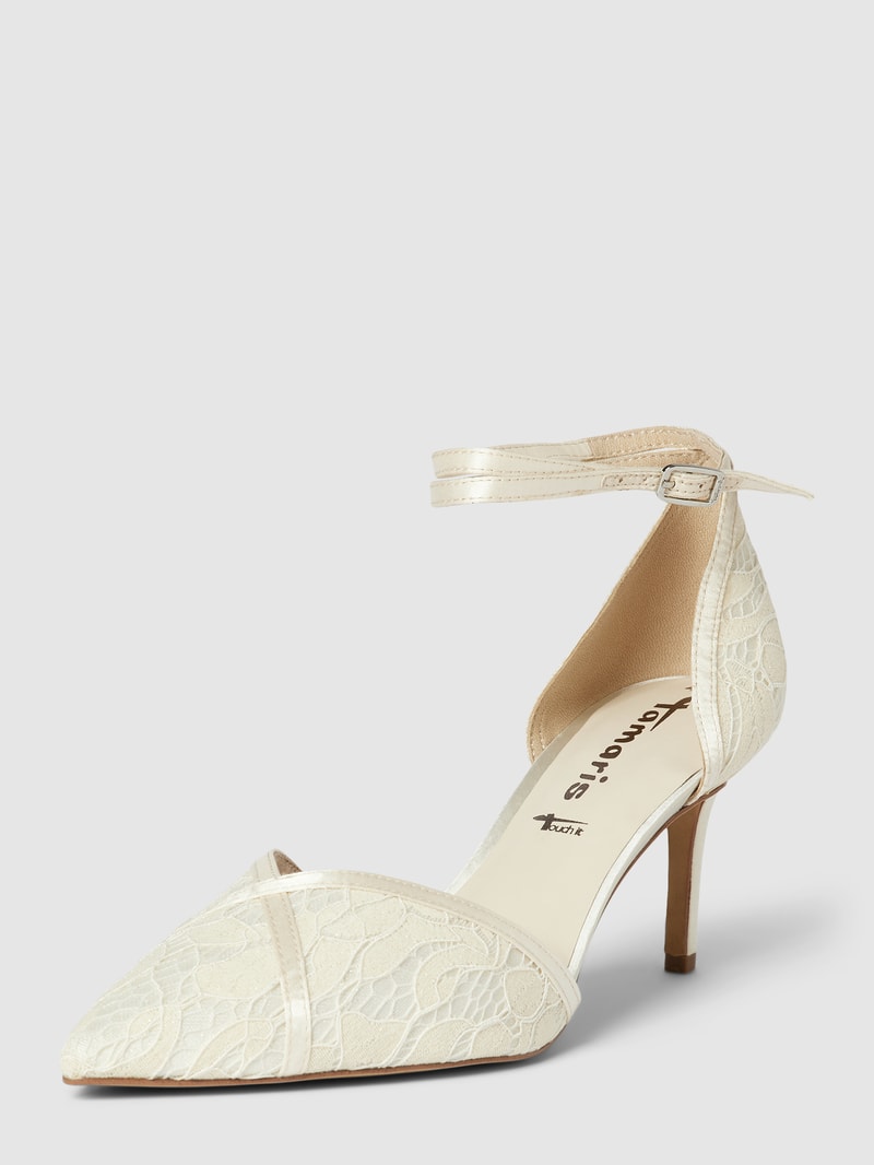 Pumps mit Spitzenbesatz in offwhite