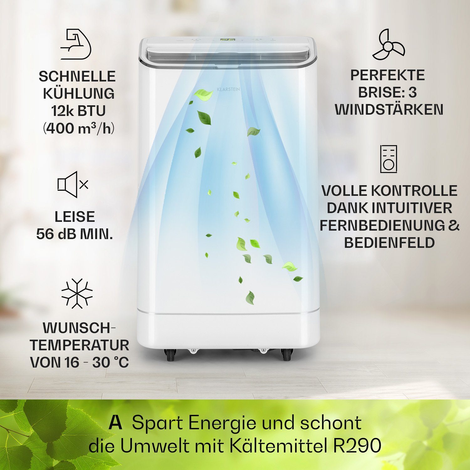 Klarstein Klimagerät Iceblock, Klimagerät mobil klimaanlage Air Conditioner Kühlgerät Luftkühler