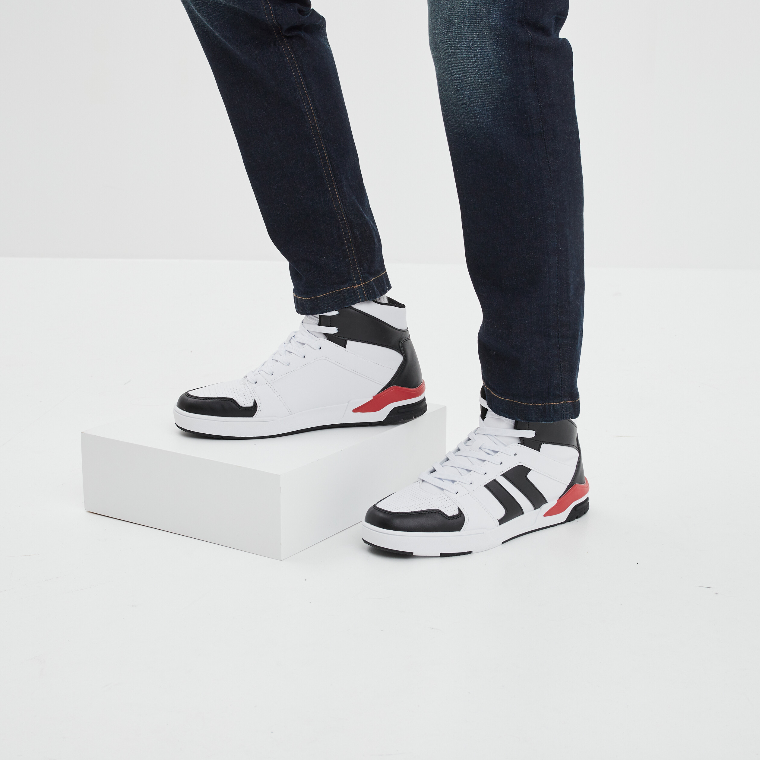 Baskets montantes à lacets Liberto Korus blanc homme | La Halle