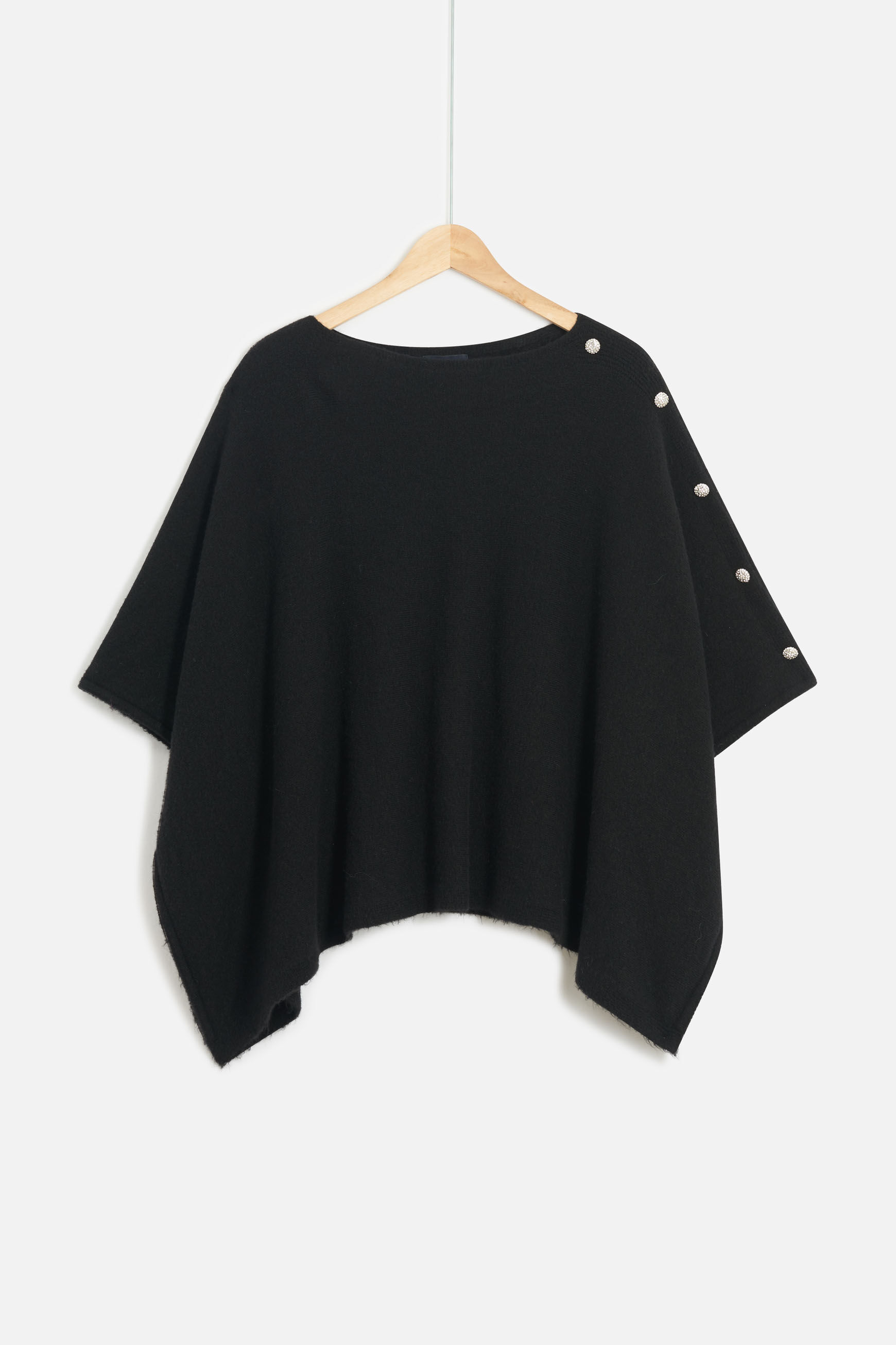 poncho lisa bijoux noir femme
