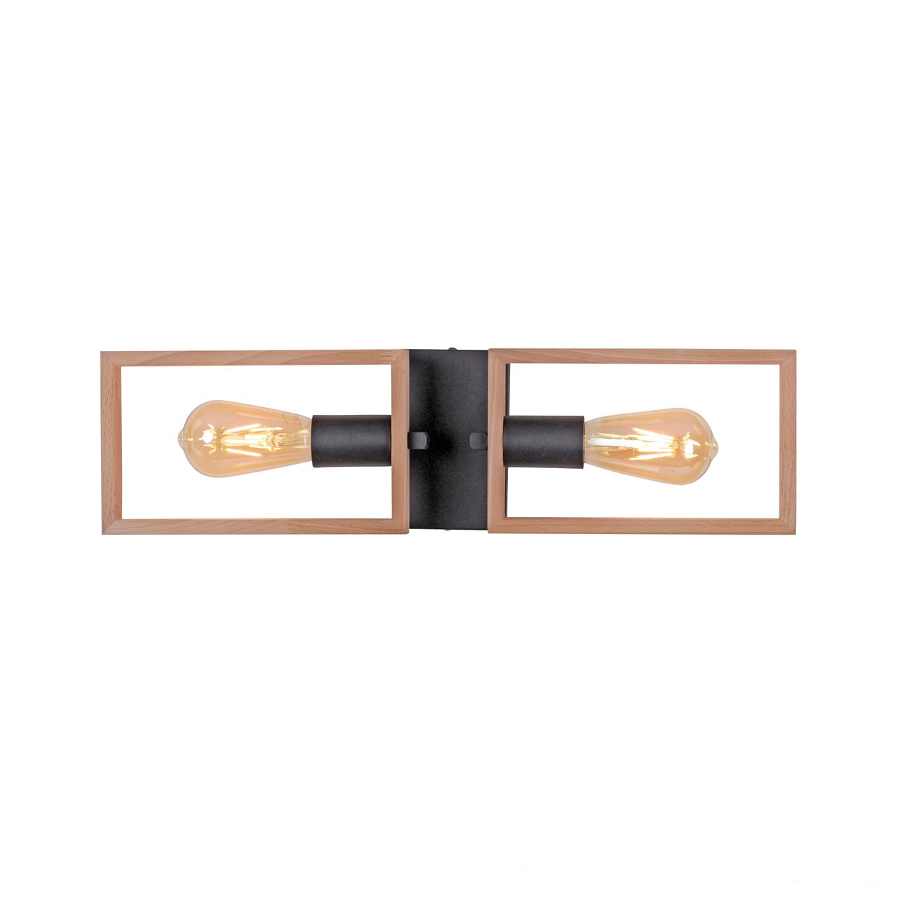 JUST LIGHT LeuchtenDirekt Deckenleuchte FRAME, 2xE27/max. 60W, Innenleuchte, IP20, Metall und Holz