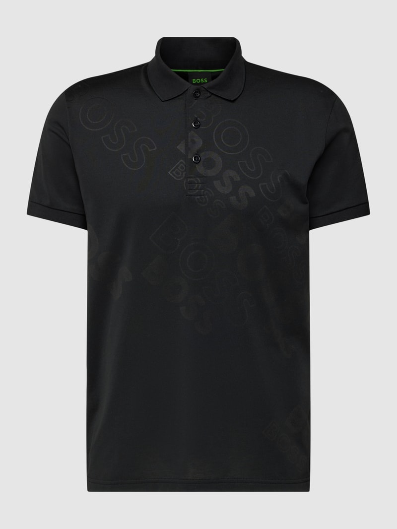 Poloshirt mit Logo-Print in schwarz