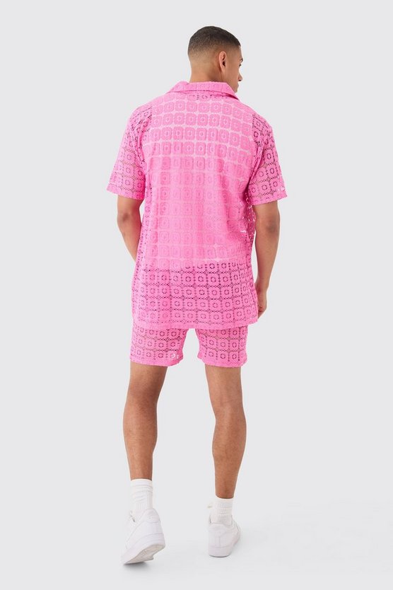 Oversize Hemd & Shorts aus Spitze