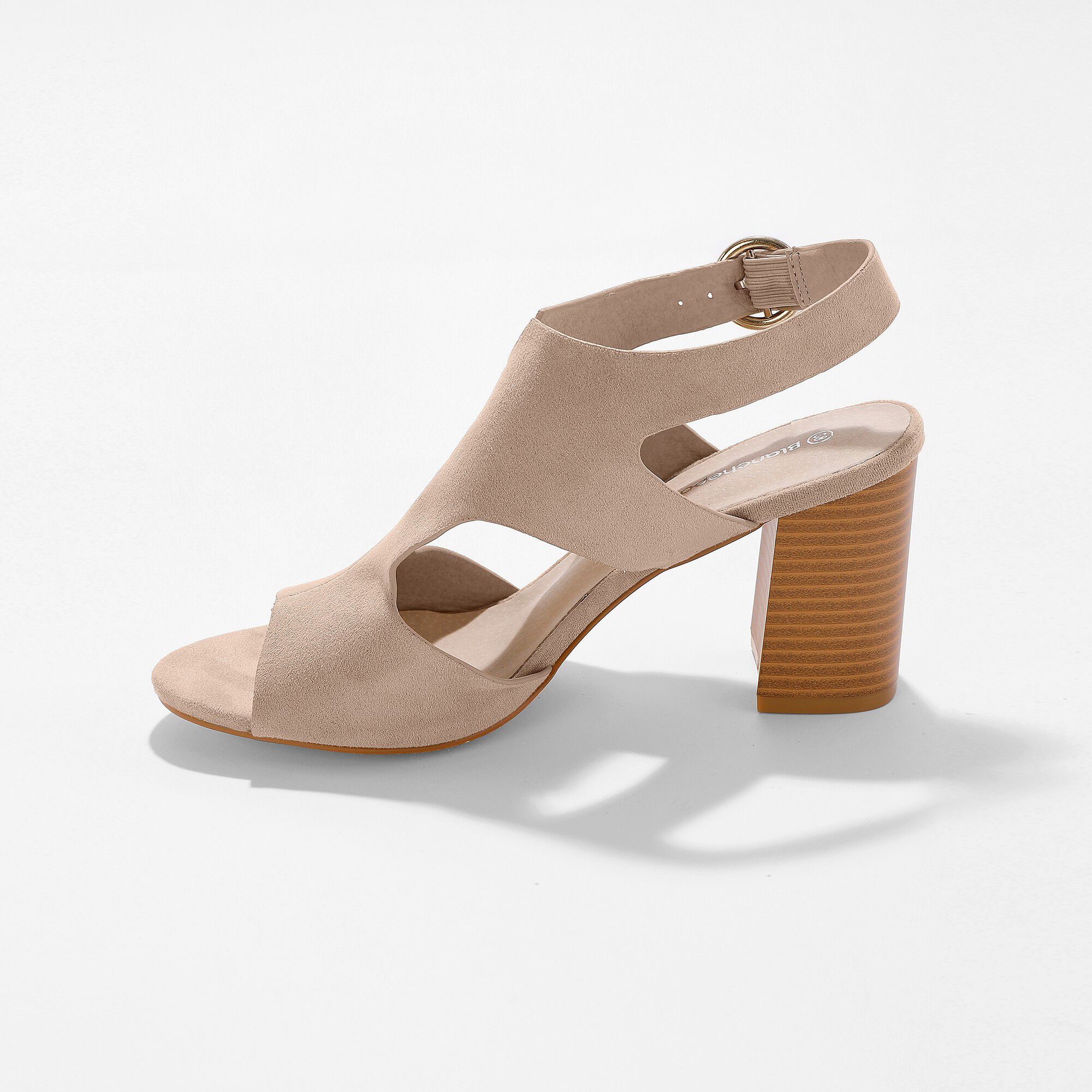 Sandales enveloppantes à talon bois