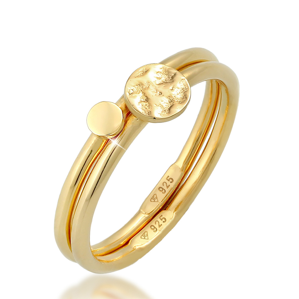 Elli Elli Bague Bagues empilables pour femmes Duo Cercle Plaquette Basic Minimal Timel Bague