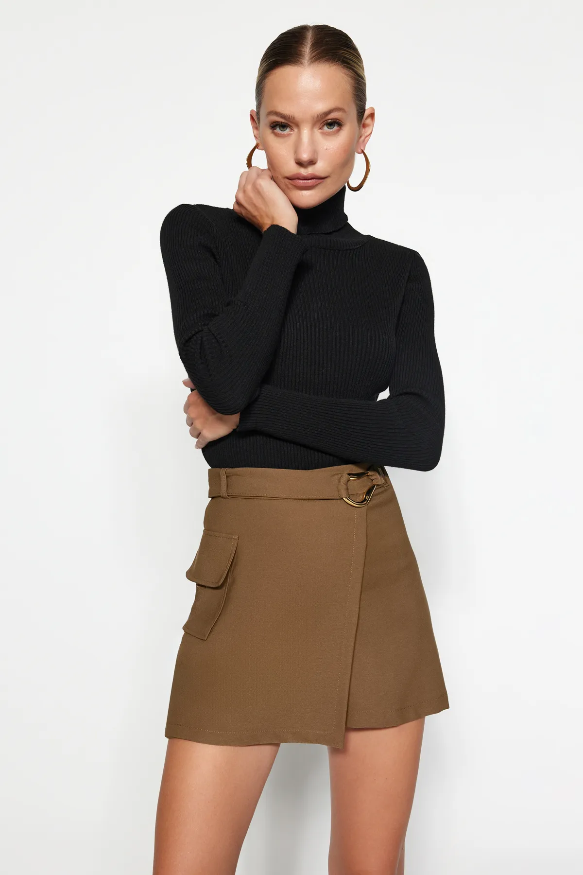 Trendyol Collection  Shorts - Khaki - Hoher Bund