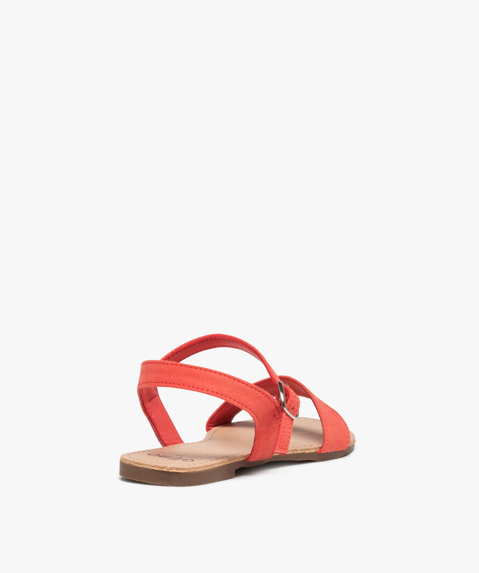 Sandales fille à brides droites en suédine unie rose | GEMO
