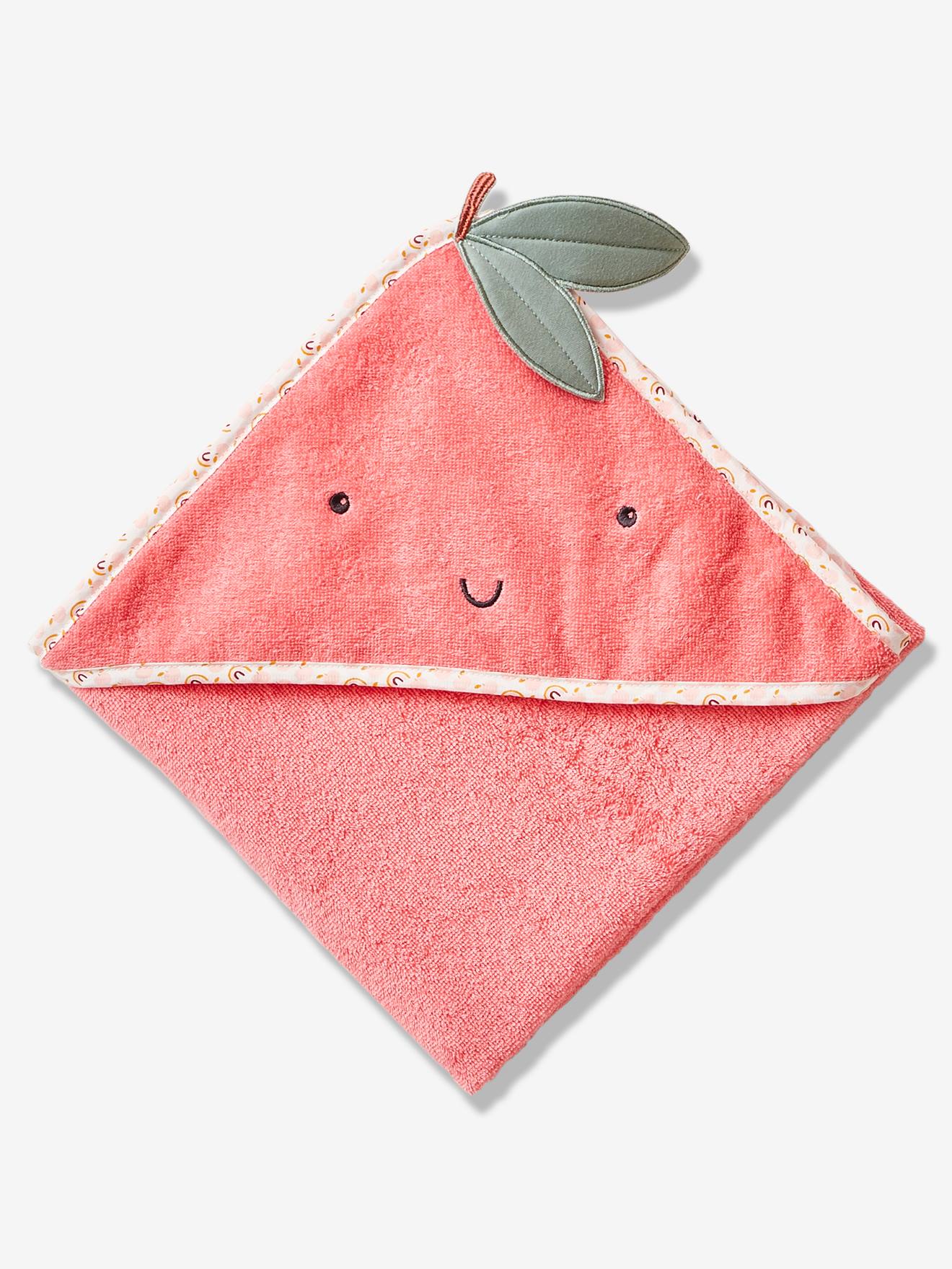 Vertbaudet Baby Kapuzenbadetuch APFEL Oeko Tex - rosa